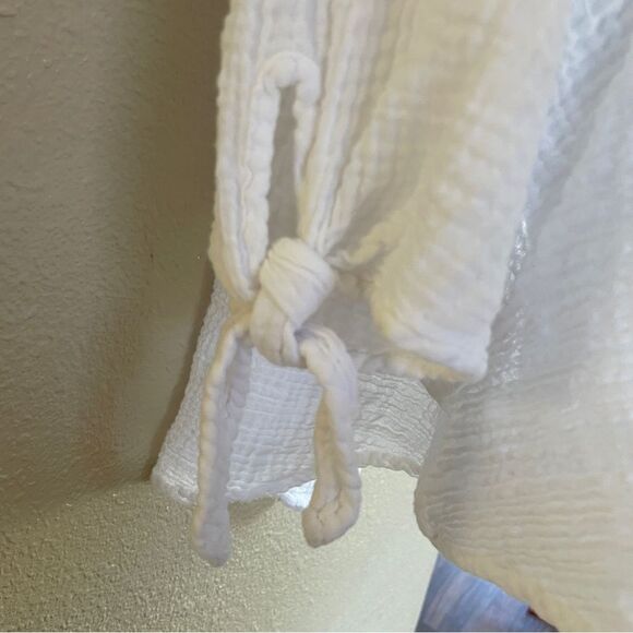 Felicite Tie Top Gauze Loose Fitting Blouse White 1/2 Sleeve Size 1 - XS - Picture 5 of 9